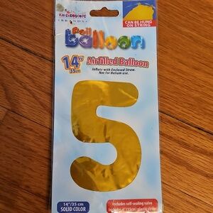 Gold Foil Balloon - Number 5, NWT